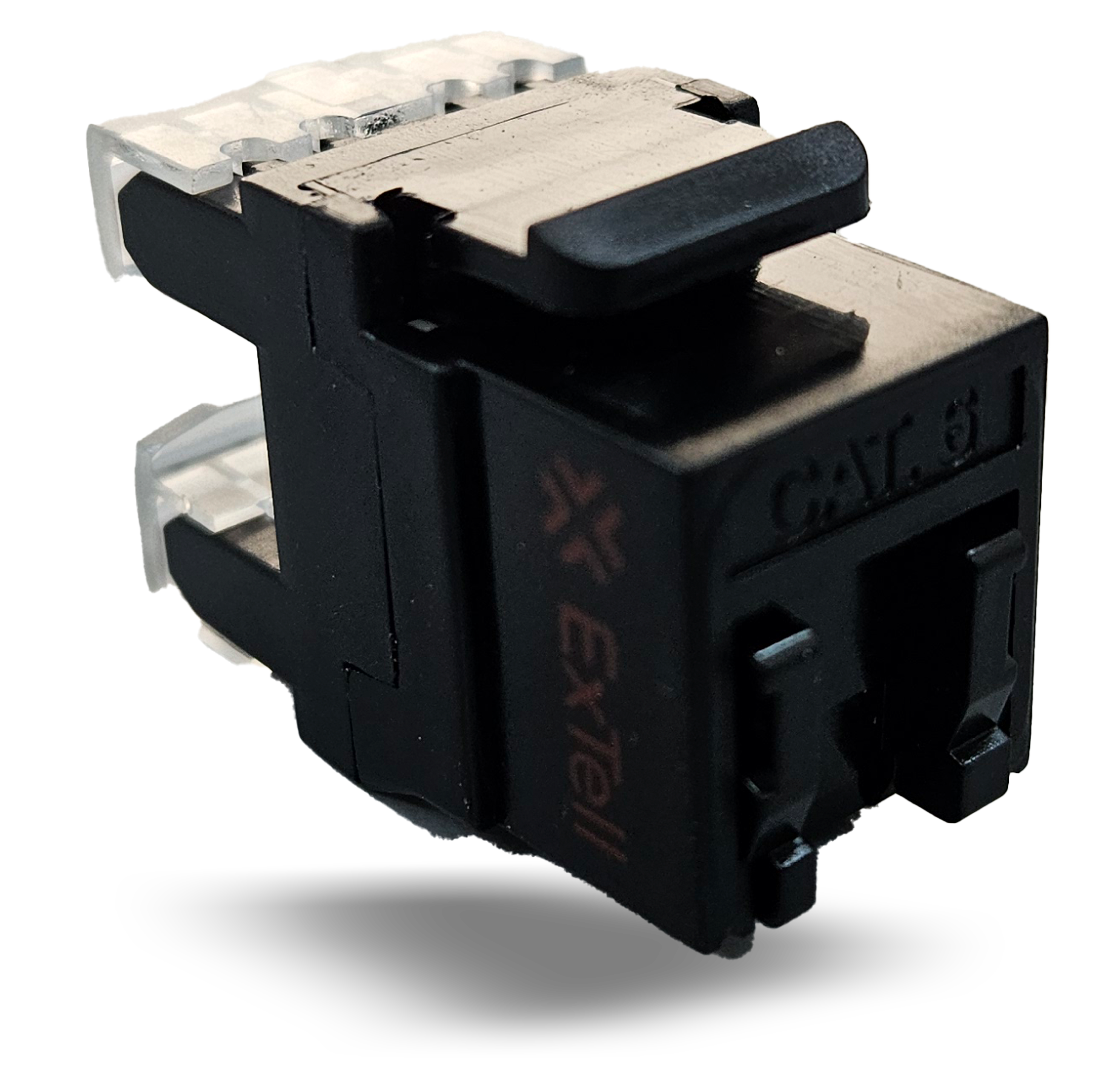 ExTell CAT6 180° Keystone Jack, Unshielded, with Dust Cover, Black